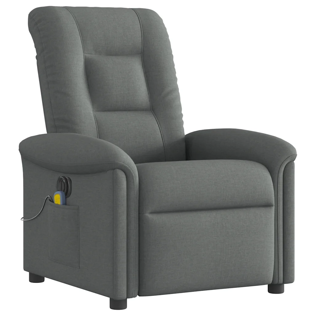 Poltrona Reclinabile Massaggio Elettrica Grigio Scuro Tessuto 3303245