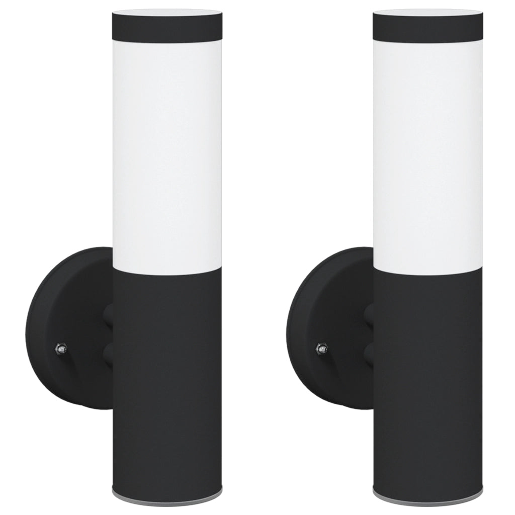 Lampada da Parete Esterno 2 pezzi Nero Acciaio Inossidabile IP44
