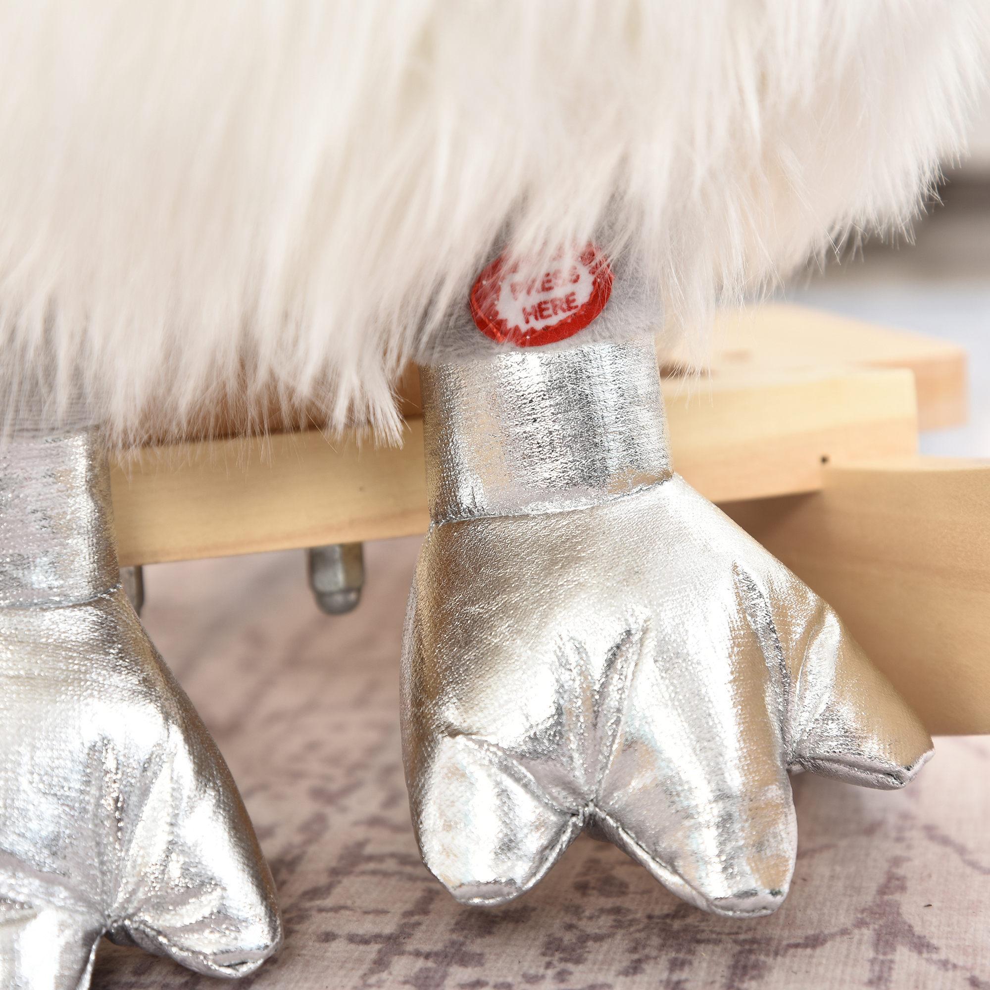 Dondolo per Bambini in Legno Cigno in Peluche   Bianco e Grigio