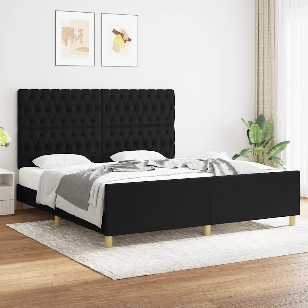 Giroletto senza Materasso-Struttura Letto Nero 180x200 cm in Tessuto 560509