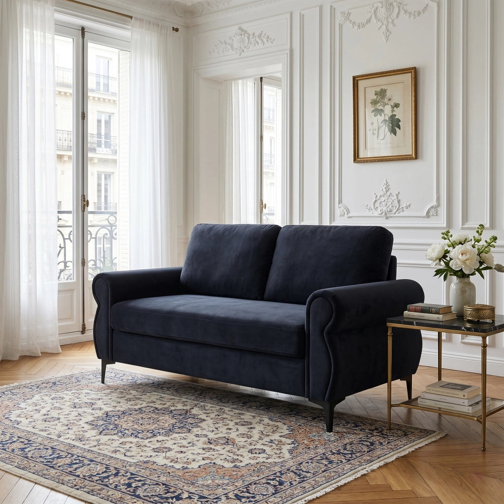 Divano 2 posti compatto con altezza seduta ergonomica e rivestimenti sfoderabili in Poliestere Nero 173.5 cm