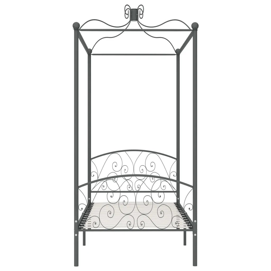 Letto singolo | Letto per adulti | Letto a Baldacchino Grigio in Metallo 100x200 cm
