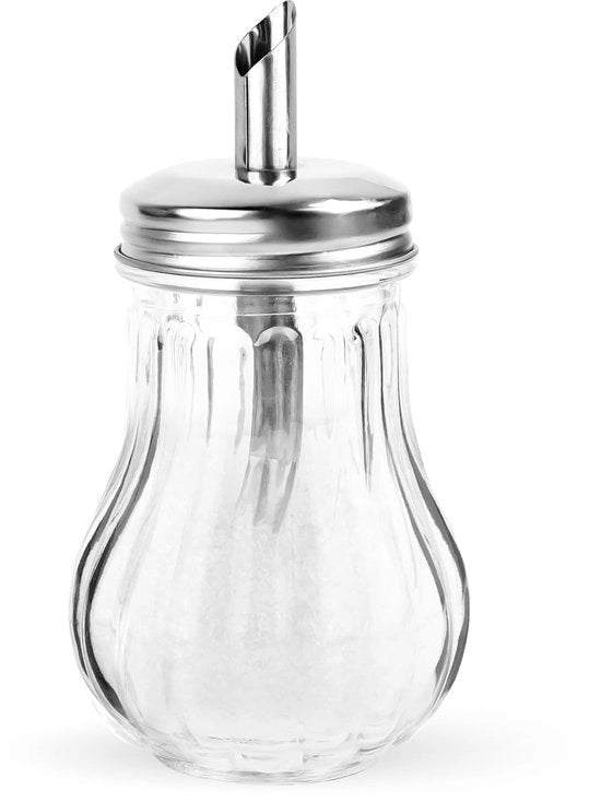 Spremezio zucchero in vetro 200 ml - Dispensatore zucchero - Tappo di alta qualità - Accessori da cucina - Per ristoranti/bar caffè - Argento - Fiaschetto zucchero