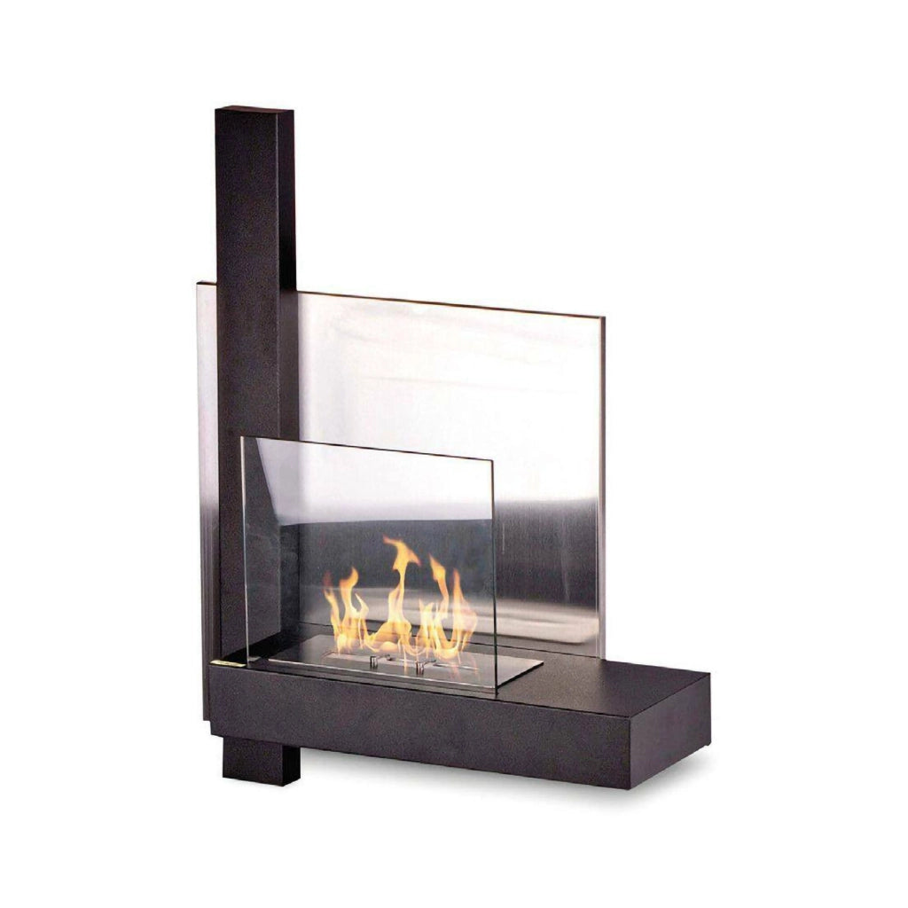 Camino a bioetanolo Bern, Caminetto ecologico, Focolare senza fumo, Riscaldatore ad etanolo, Made in Italy, 65x23 h75 cm, Nero