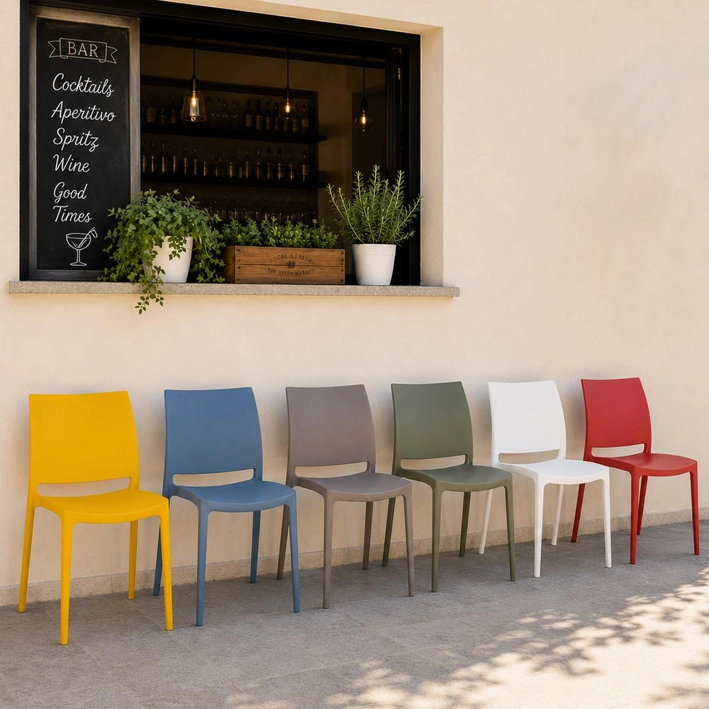 Set di 6 sedie Altea in polipropilene giallo blu tortora verde bianco rosso