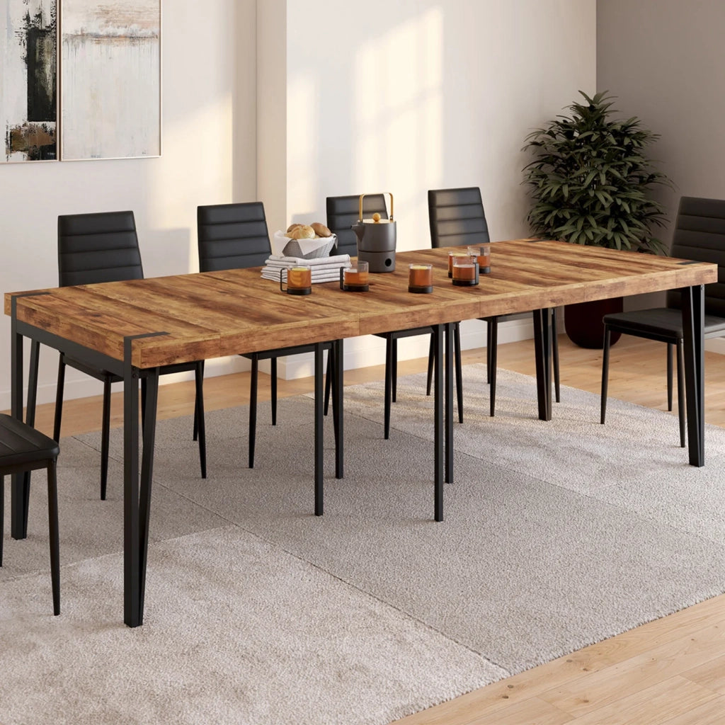 IDMarket - Consolle allungabile AUSTRIA, 10 posti, 235 cm, design industriale