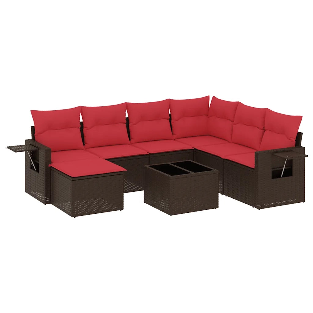 Set Divani da Giardino 8 pz con Cuscini Marrone in Polyrattan 3220513