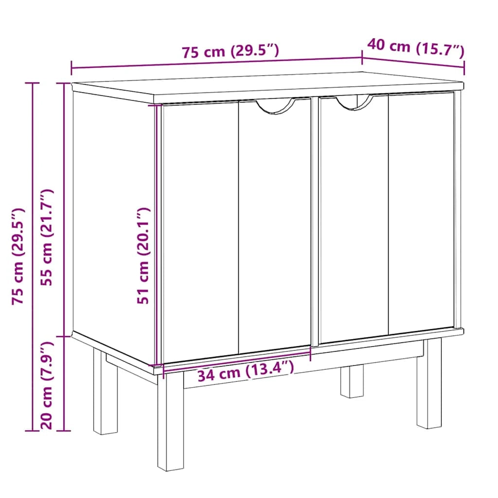 Armadio da ingresso classico con ampio spazio di archiviazione 75 x 40 x 75 cm in legno di pino massiccio finitura miele 02_0057611