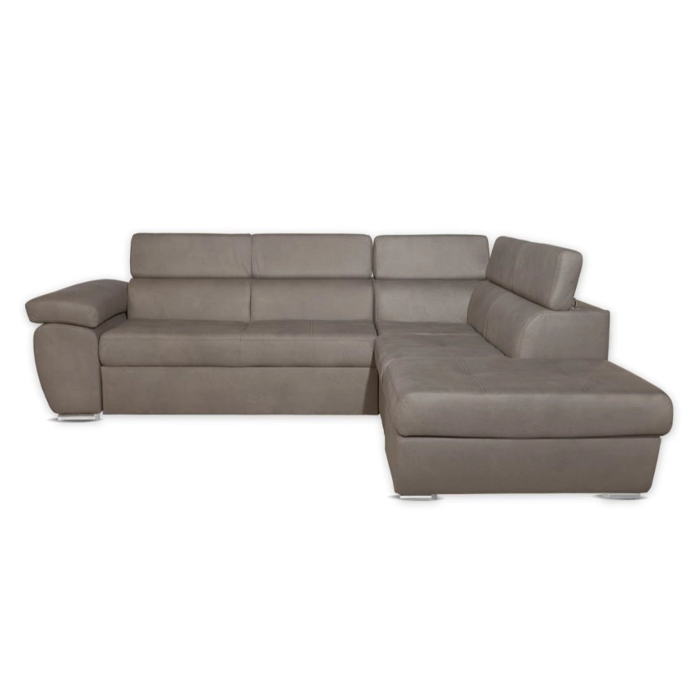 Divano angolare Fiona con penisola destra tessuto grigio elephant 260x200x76H