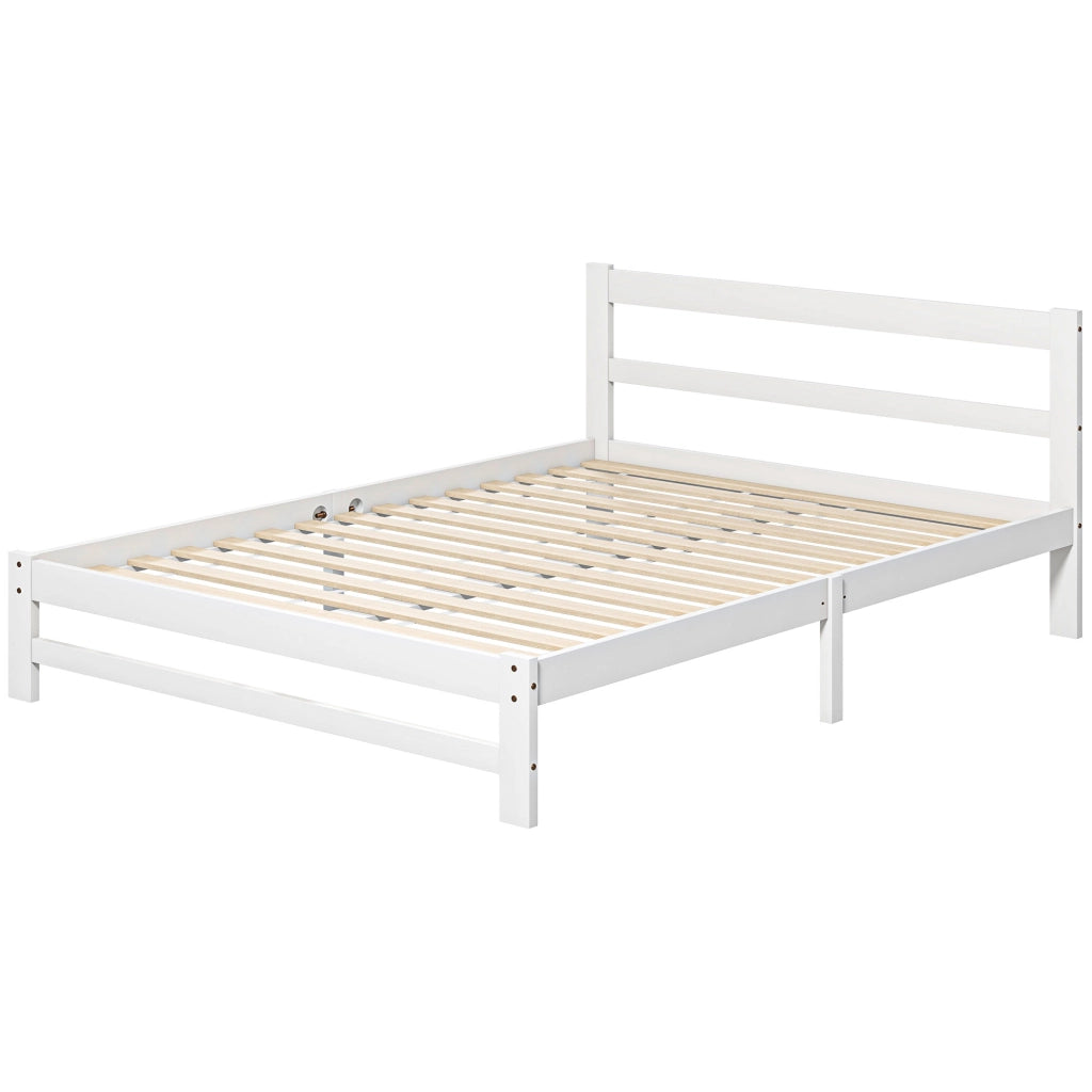 Giroletto matrimoniale in legno ¨C Xylo ¨C Bianco, 135x190 cm, struttura per materasso