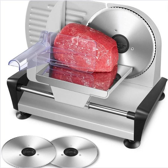 Snipatore di carne per uso domestico - Snipatore universale con 2 lame - Snipatore per formaggio con motore da 200W - Argento