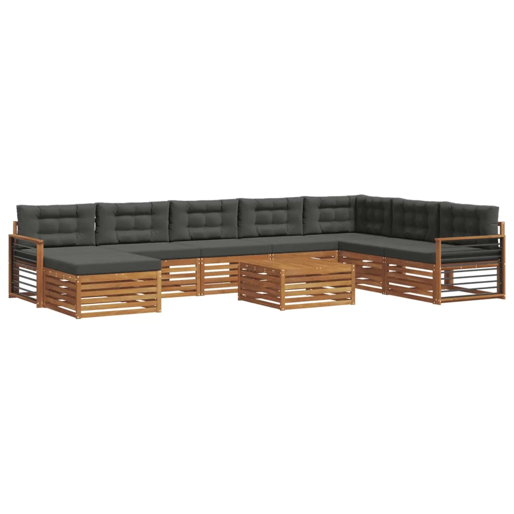 Set di divani da esterno con cuscino 9 pcs Naturale e Antracite 3373992