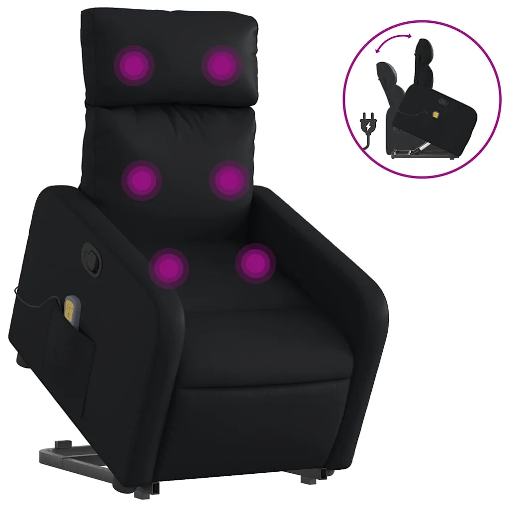 Poltrona | Sedia Relax Alzapersona Reclinabile Massaggio Nero Similpelle