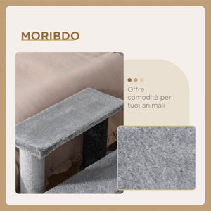 Scaletta per Gatti a 3 Gradini 45x40x48 cm in Flanella Grigio