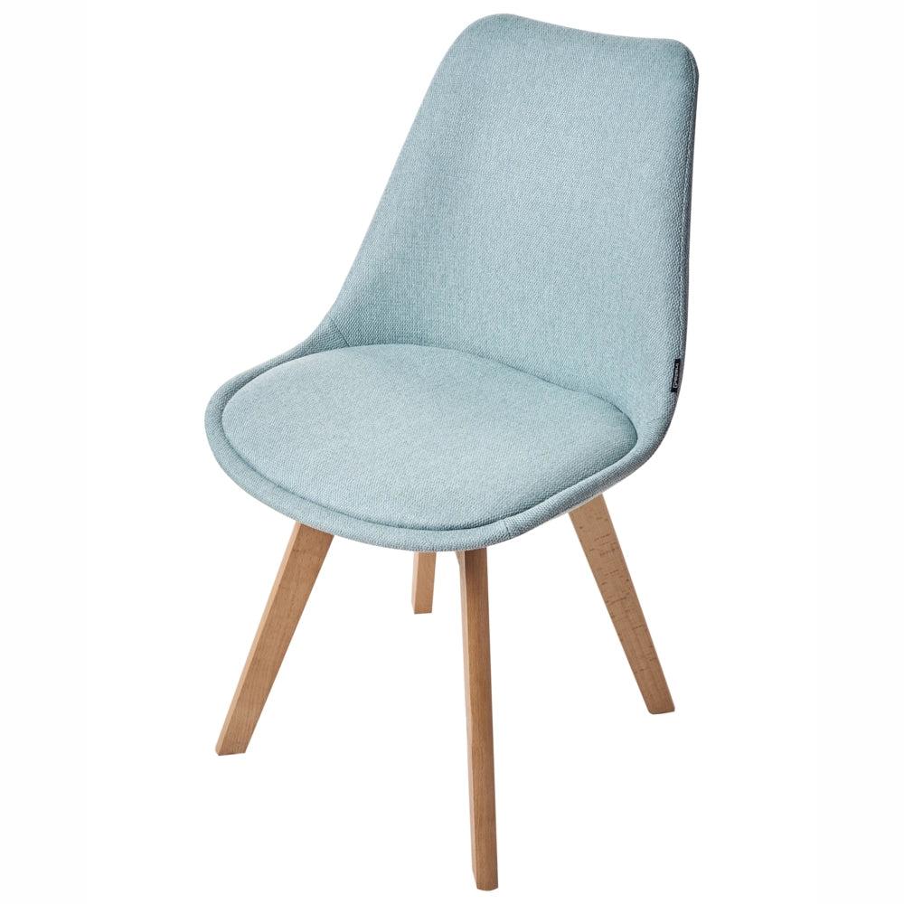 Set di 2 sedie da pranzo con rivestimento in tessuto verde menta gambe in legno eleganti design moderno
