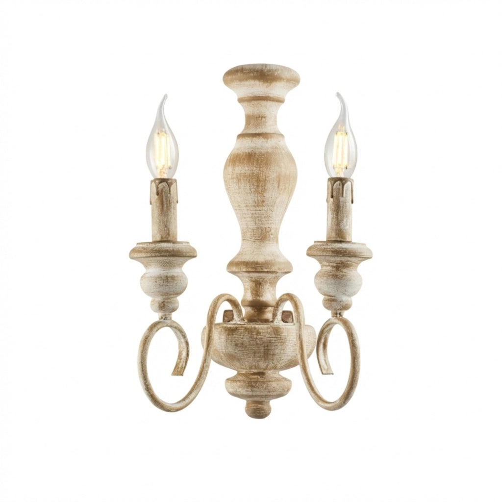 Applique Shabby Chic Cascina Bianco Tortora Vintage 2 Luci E14