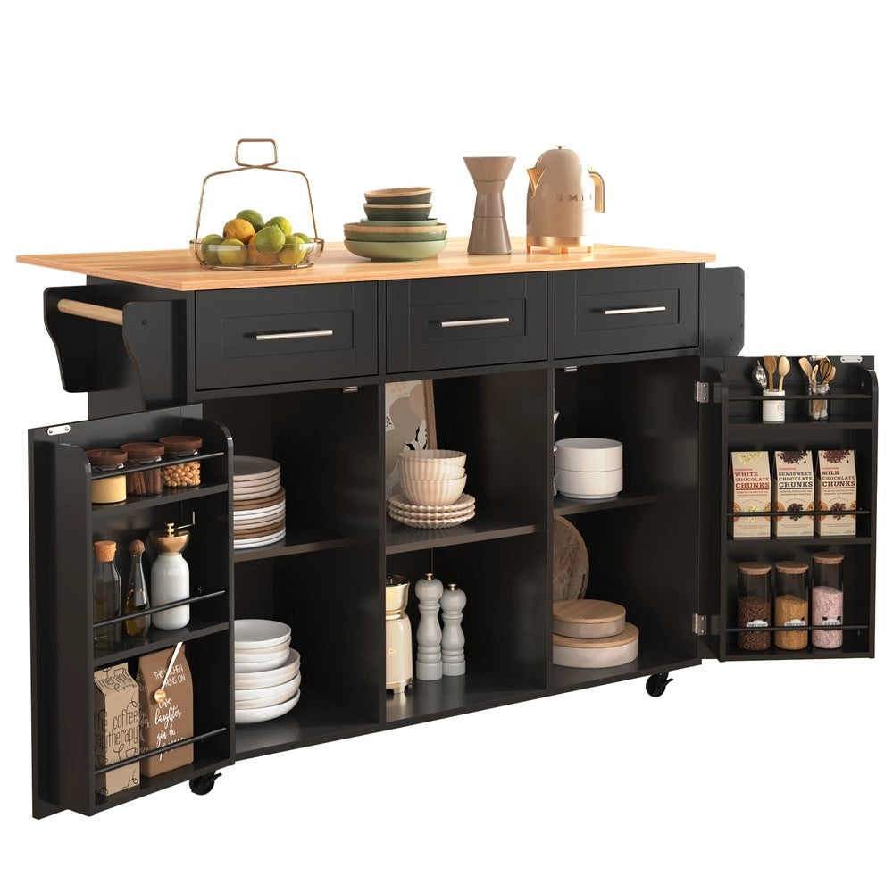 Carrello da Pranzo con Piano Ripiegabile ¨C MINIMAL ¨C Nero/Massello 139x46x91,5cm