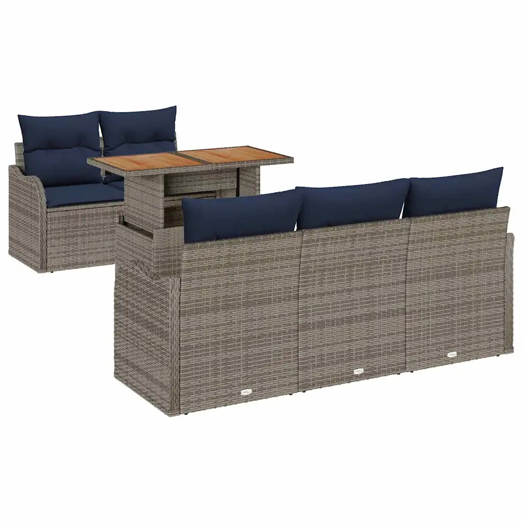 Set Divano da Giardino 6 pz grigio e blu navy 3349401