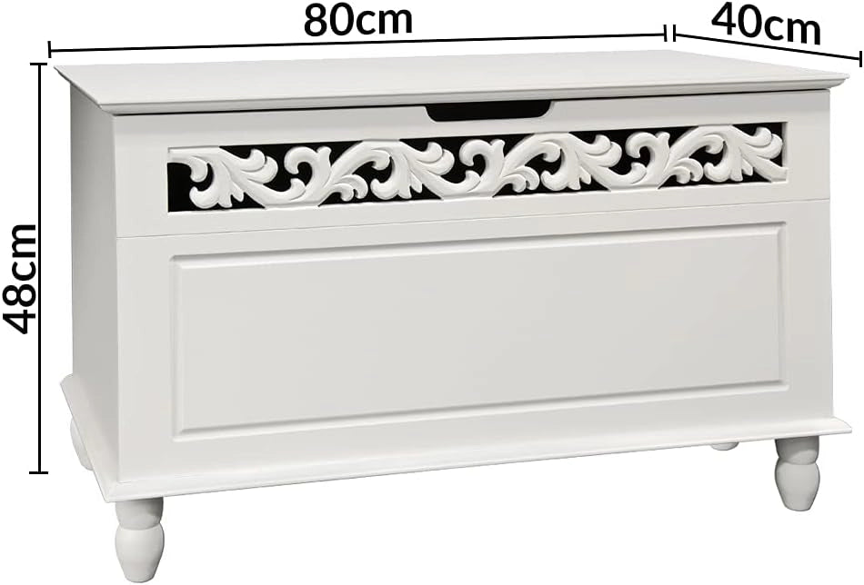 ® Cassapanca Shabby Contenitore Stile Country 80x40x48cm Baule in Legno Bianco Box Contenitore Salvaspazio Arredamento Casa Arredo Salotto Mobiletto Multiuso Spazioso Coperchio Ribaltabile