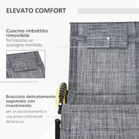 Sedia Sdraio a Dondolo Zero-Gravity da Esterno Impermeabile 155x61x88 cm con Poggiatesta Grigio