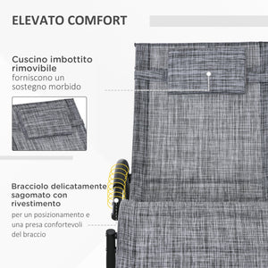 Sedia Sdraio a Dondolo Zero-Gravity da Esterno Impermeabile 155x61x88 cm con Poggiatesta Grigio