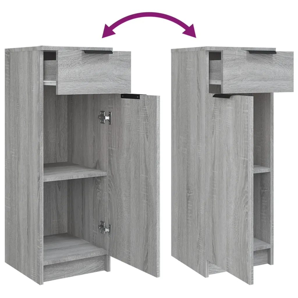 Set Mobili da Bagno 3 pz Grigio Sonoma in Legno Multistrato 3115874