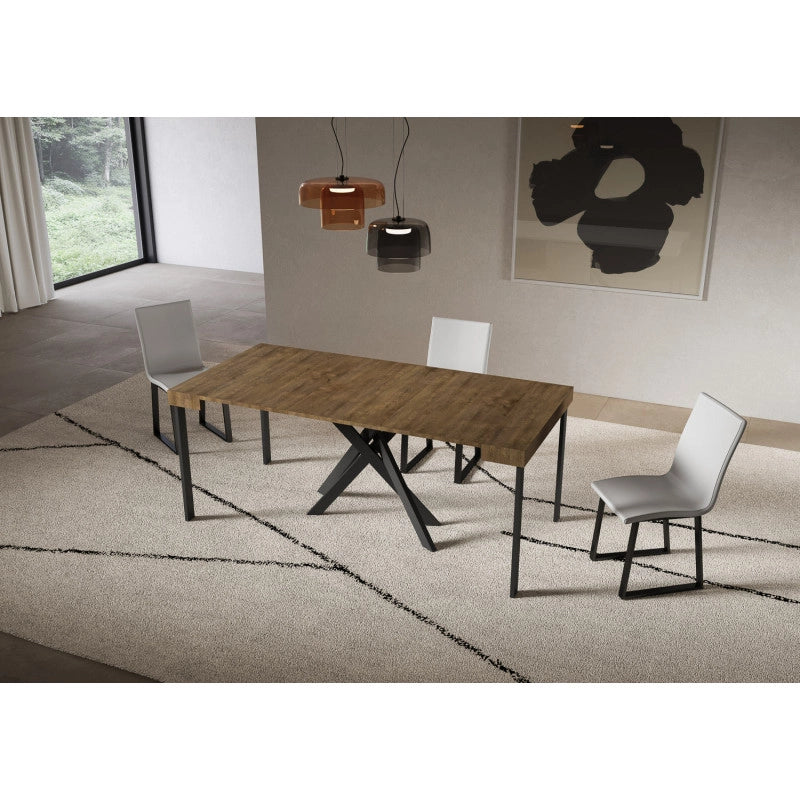 Consolle allungabile 90x40/300 cm Saki telaio Antracite - Noce