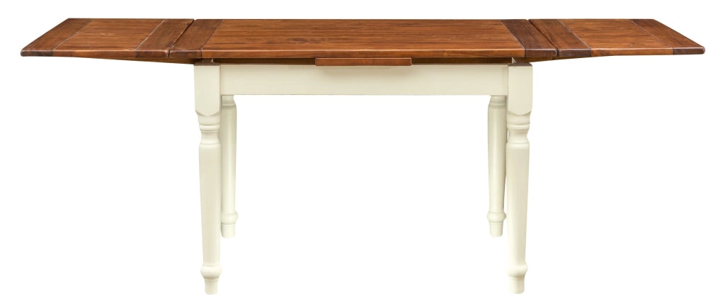Biscottini Tavolo Country allungabile in legno massello di tiglio struttura bianca anticata piano noce L120xPR80xH80 cm. Made in Italy