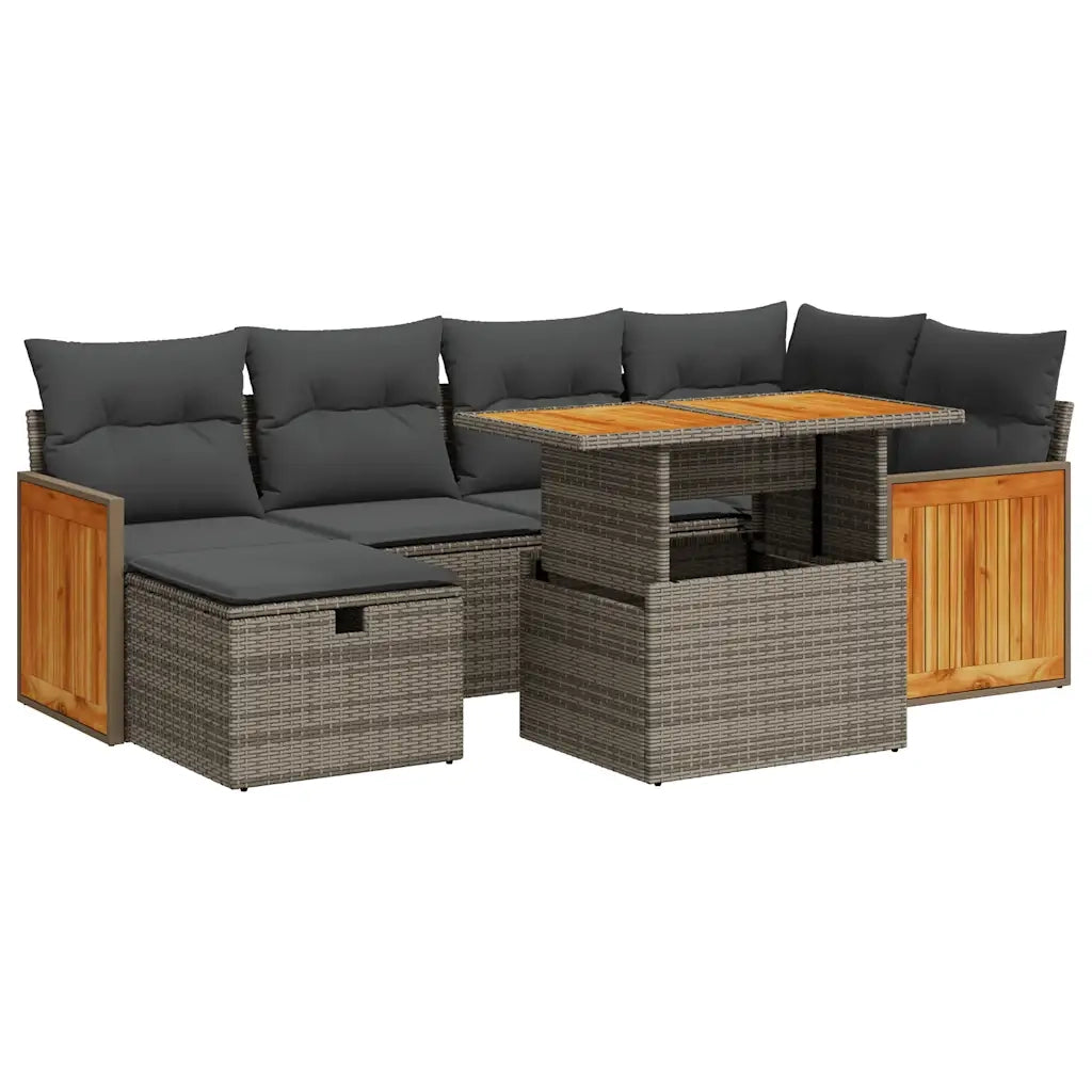 Set Divano da Giardino 8 pz con Cuscini Grigio in Polyrattan 3328159