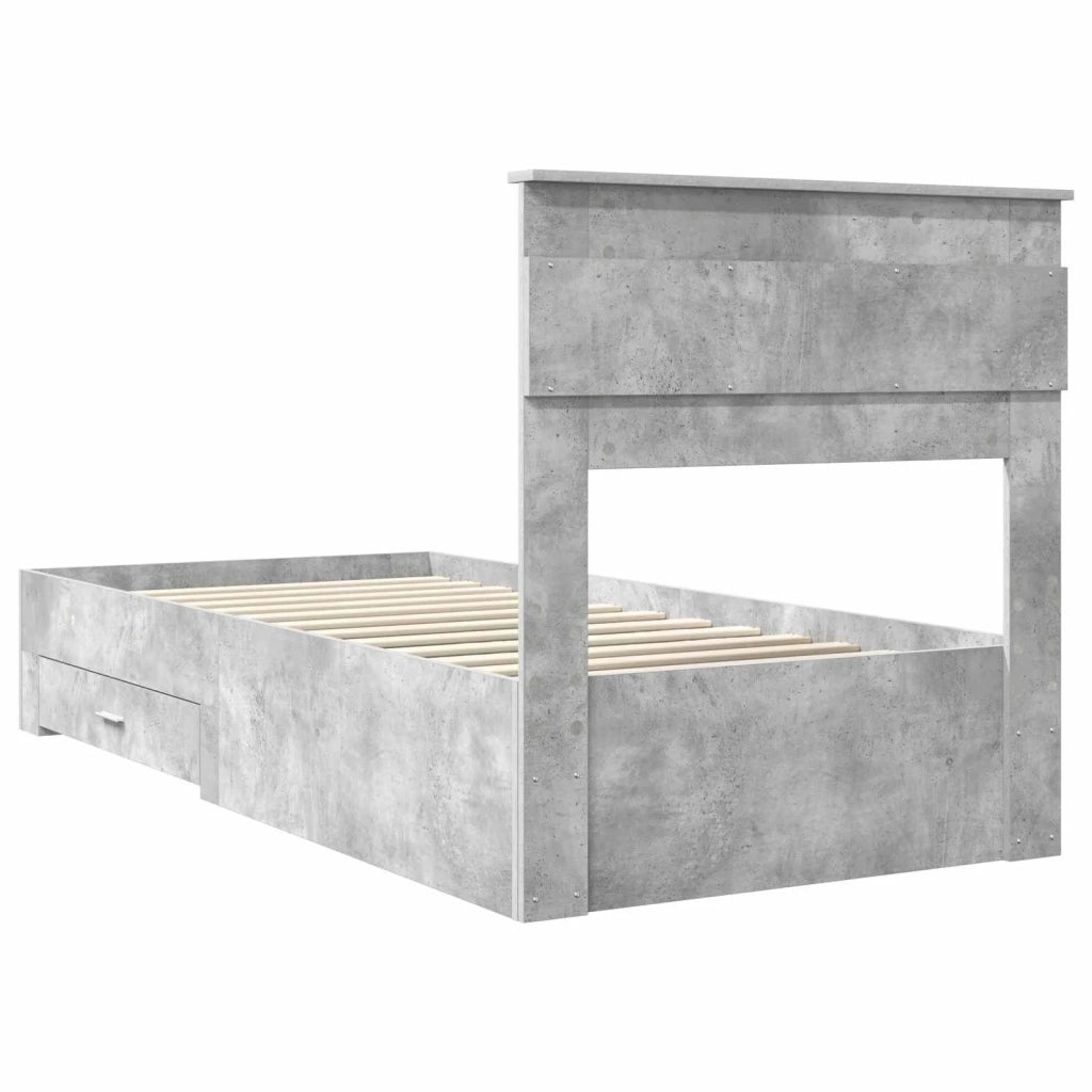 Struttura del letto con testiera-Giroletto con Testiera Grigio cemento 90 x 190 cm 942887