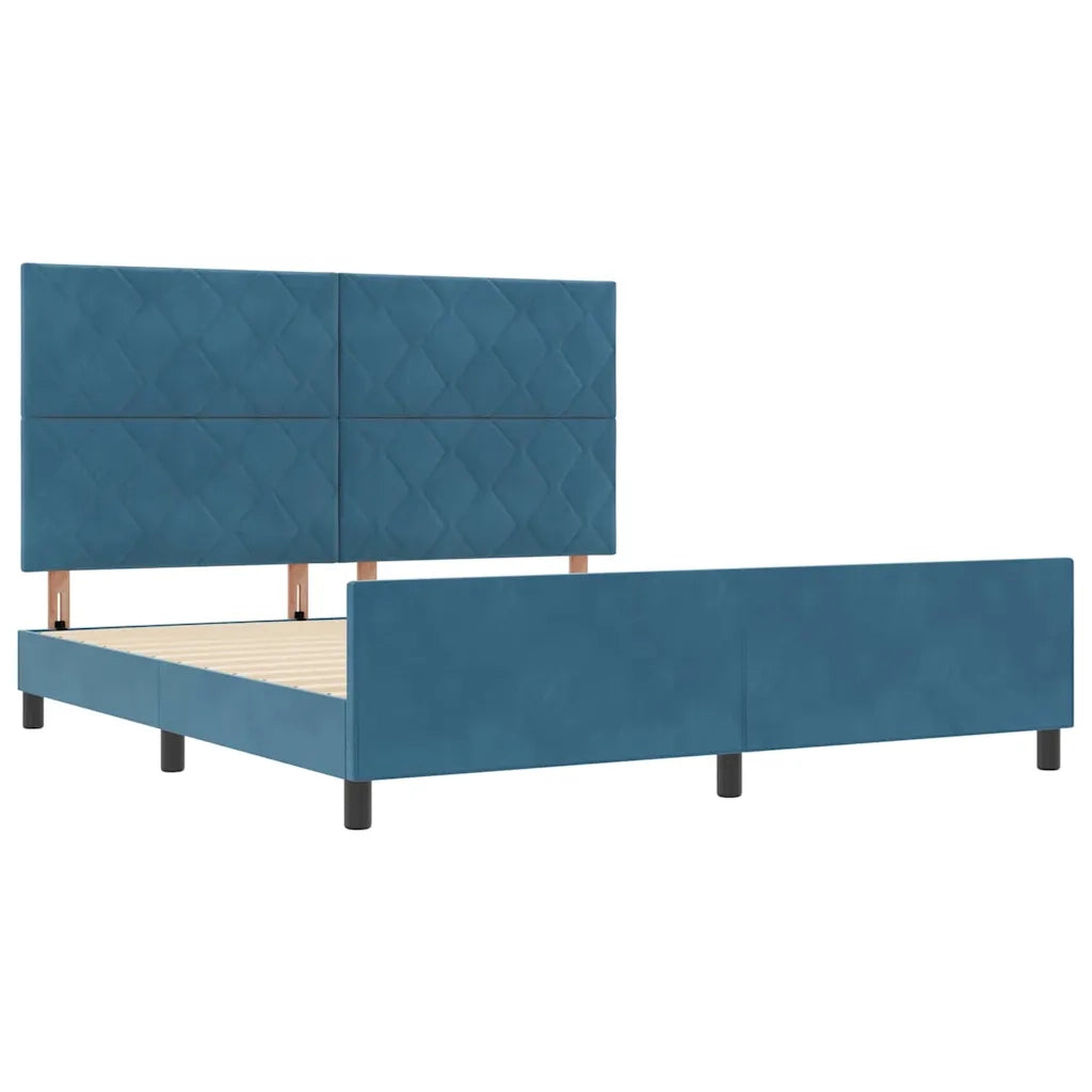 Letto a molle con testiera Blu Scuro 180 x 200 cm Velluto