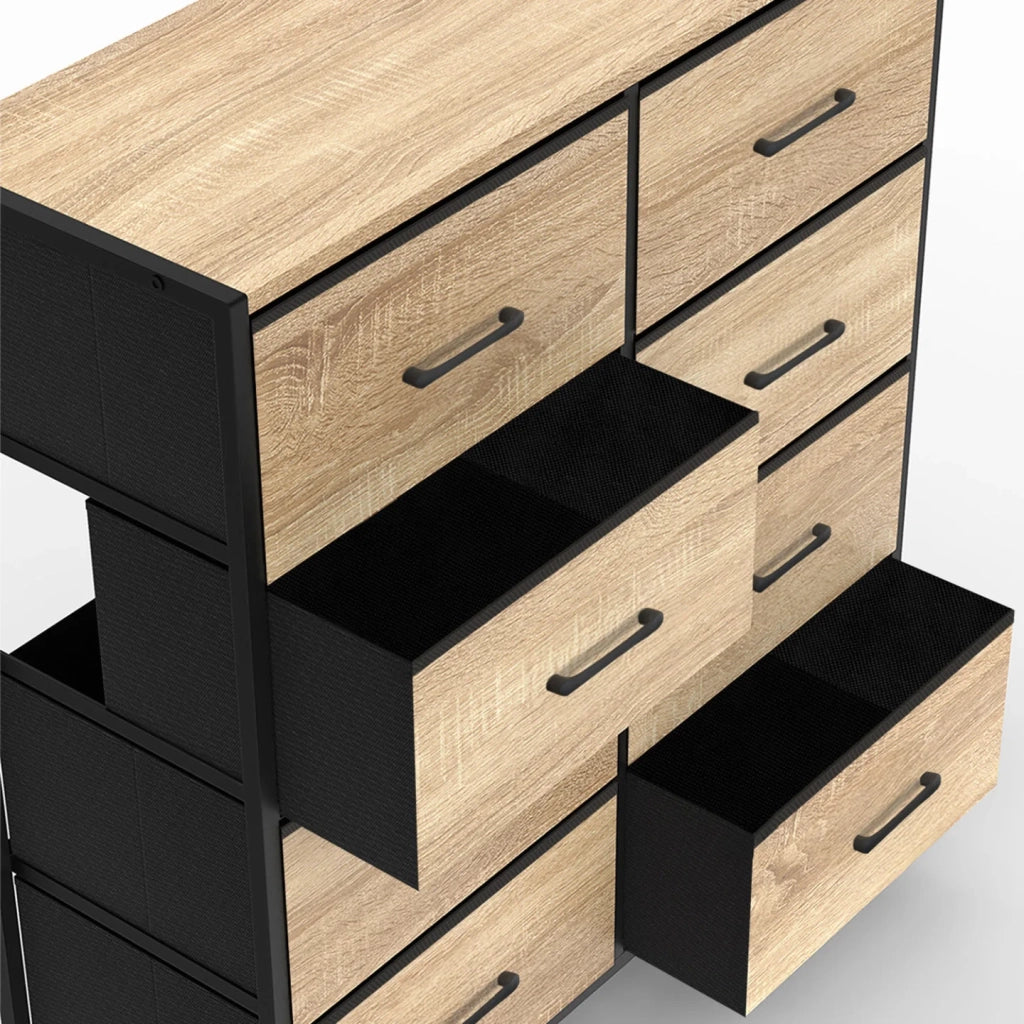IDMarket - Baúl de tela de 8 cajones UTAH 80 cm mueble de almacenaje de diseño industrial