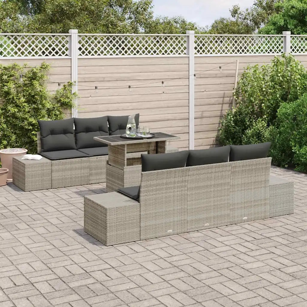 Set Divano da Giardino 7 pcs Grigio chiaro e grigio scuro