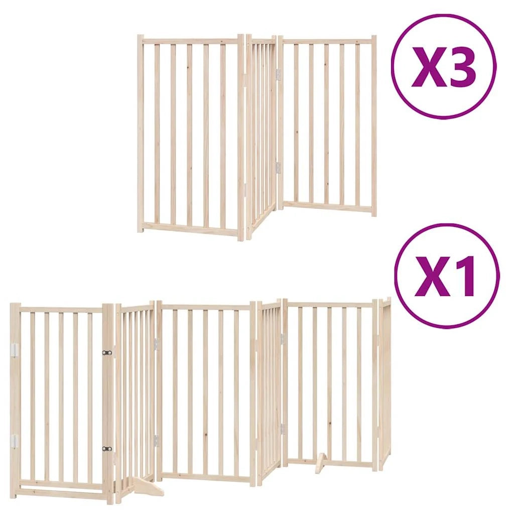 Cancelletto di sicurezza per animali domestici porta pieghevole 15 pannelli legno di pioppo marrone 02_0023213