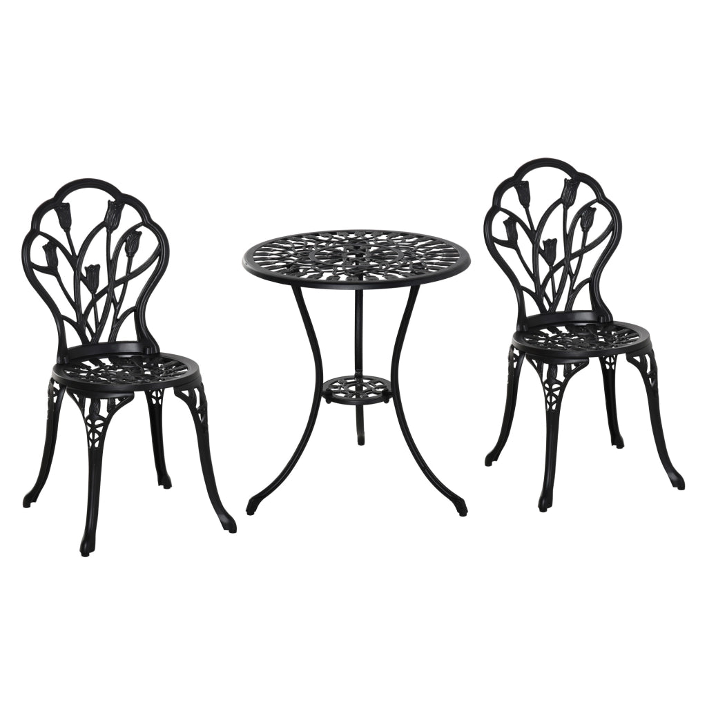 Set tavolo e sedie da giardino 2 posti ¨C zephmum ¨C alluminio nero