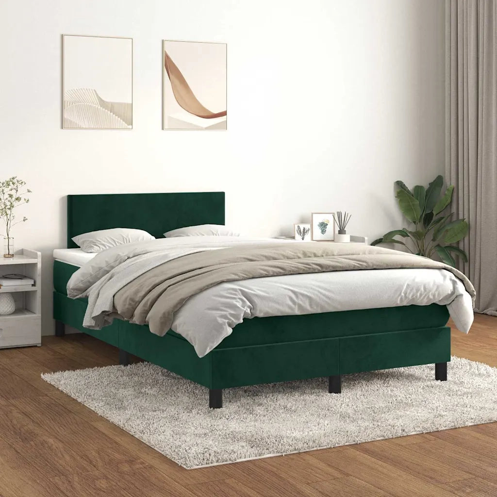 Giroletto a Molle con Materasso Verde Scuro 120x200 cm Velluto 3141176