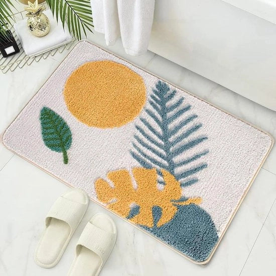 Tappeto Antiscivolo Premium super assorbente | Matrimoniale zitto per soggiorno/cucina/camera da letto | Utilizzo indoor e outdoor | Foglia verde | 40 x 60 cm