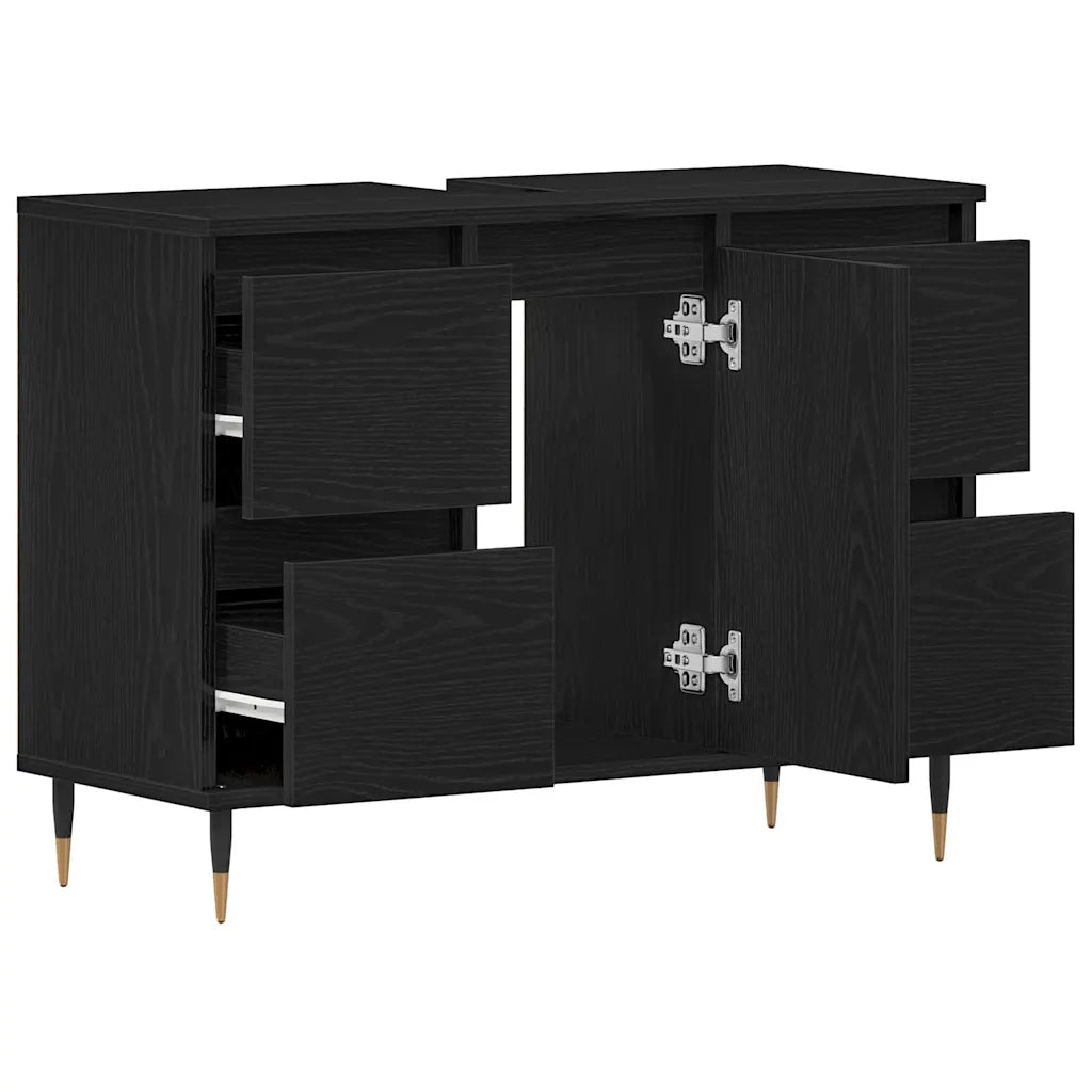 Armadio per Lavabo da Bagno Rovere Nero 80 x 33 x 60 cm 862893