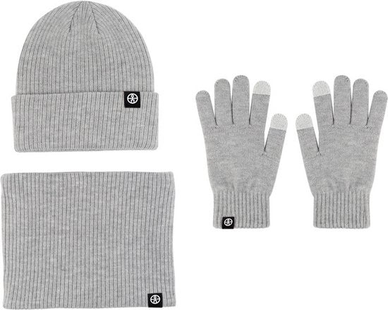 Set di Cappello e Guanti per Donna con Cappello e Guanti per Touchscreen 3 pezzi Set di Cappello e Guanti per Uomo in Lana 3 pezzi Cappello in Lana per Uomo in Colore Grigio Chiaro