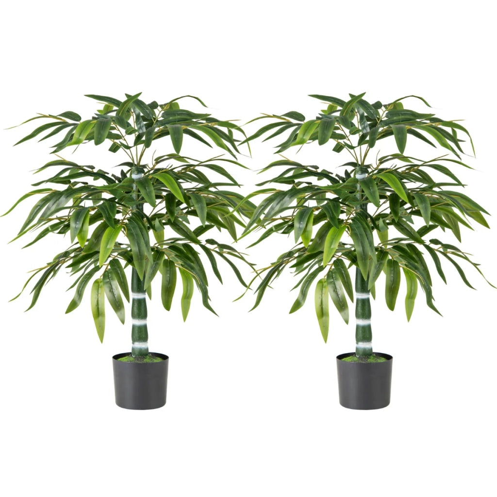 Set di 2 alberi di bambù artificiali 100 x 15 x 12,5 cm aspetto realistico rami regolabili stile naturale PP verde 20_0012396