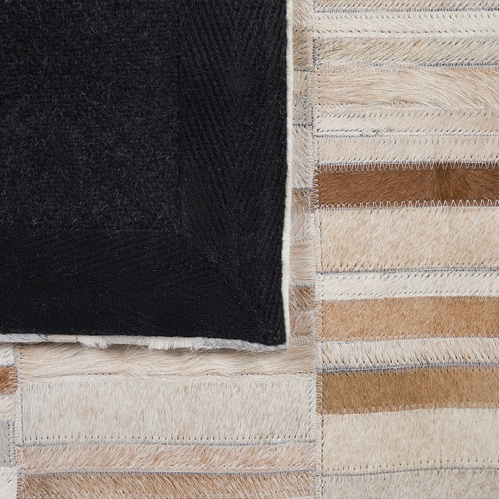Tappeto tappetino Beige Pelle 140 x 200 cm Rettangolare Patchwork Fatto a Mano