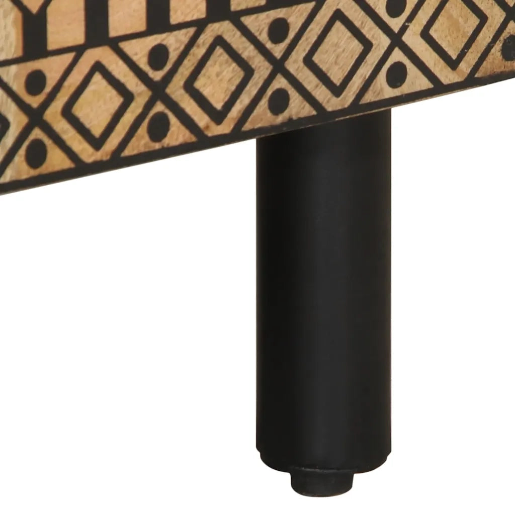 Mobile Porta TV Nero 80x33,5x46 cm Legno Massello Mango Grezzo 4018643