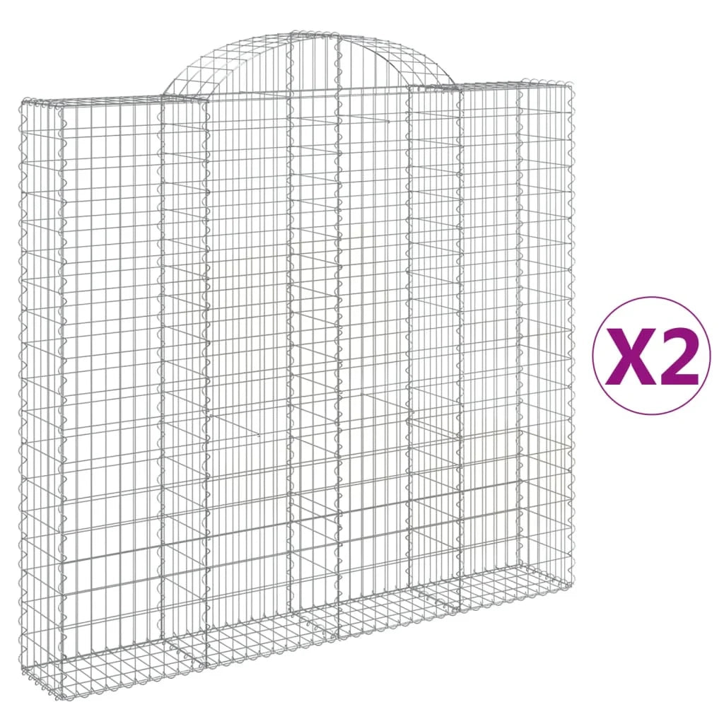 Set 2 cestini per gabbioni recinzione a gabbia muro di contenimento ad arco 200 x 30 x 180/200 cm ferro zincato Argento 02_0041334