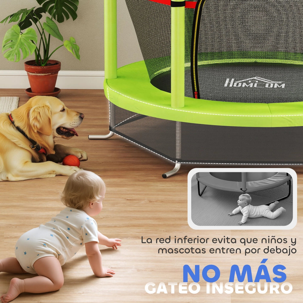 Trampolino per Bambini con Rete di Sicurezza ¨C zephmum ¨C Verde ?140x190 cm