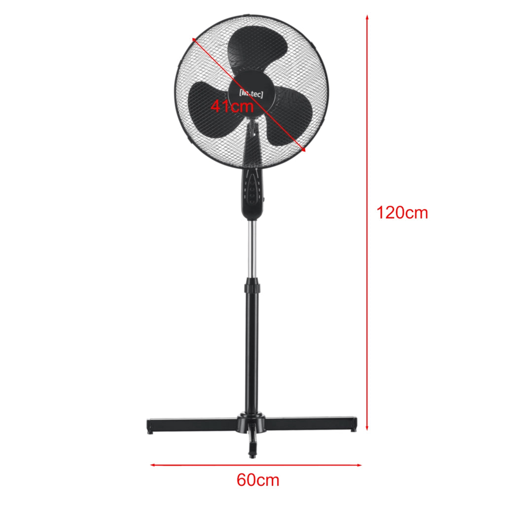 Ventilatore a Piantana con 3 Velocitá Altezza Regolabile max 120 cm Modalitá Oscillazione Motore 50W - Nero