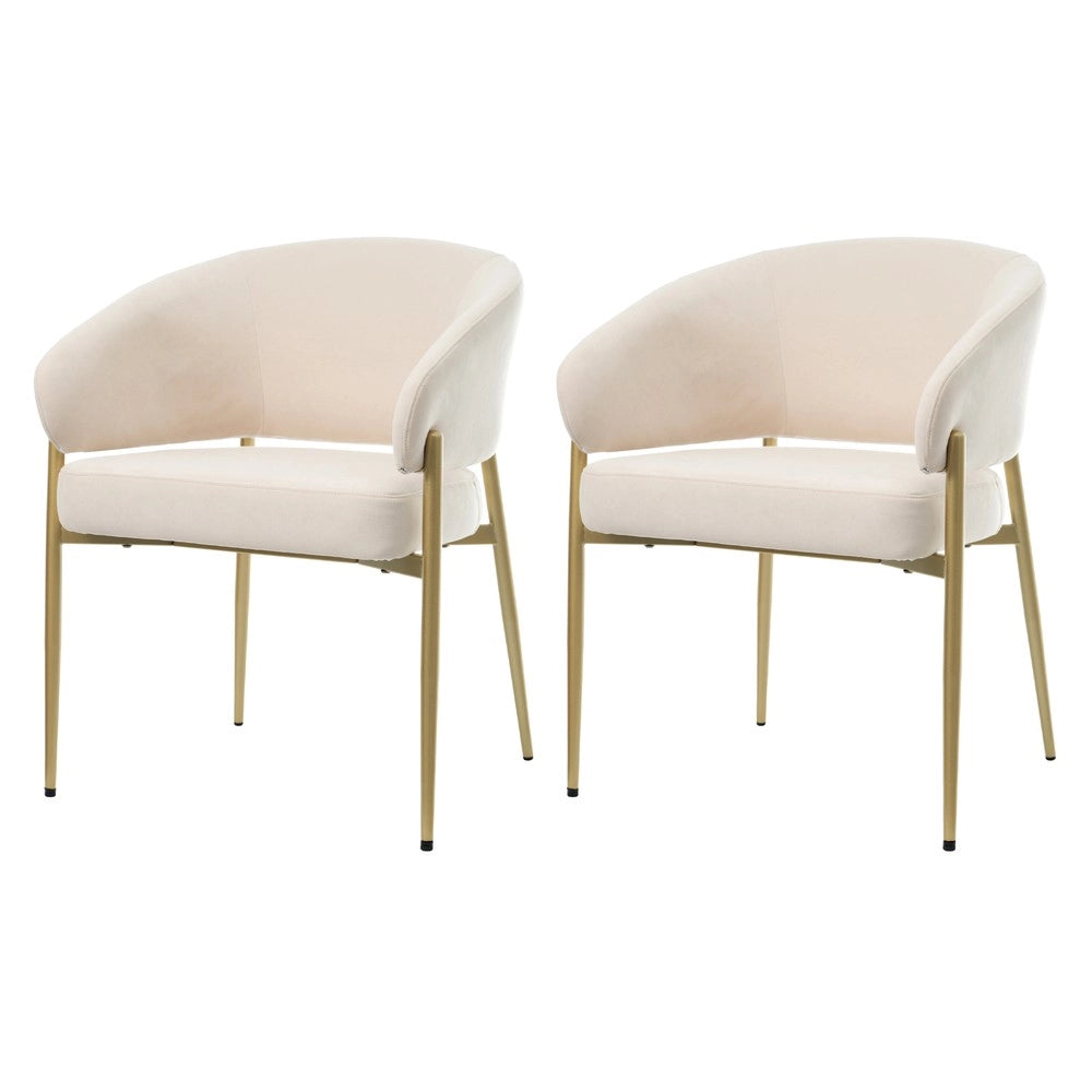 2 Sedie da pranzo in velluto - Zephmum - Comode e traspiranti, stile moderno, colore beige e oro champagne