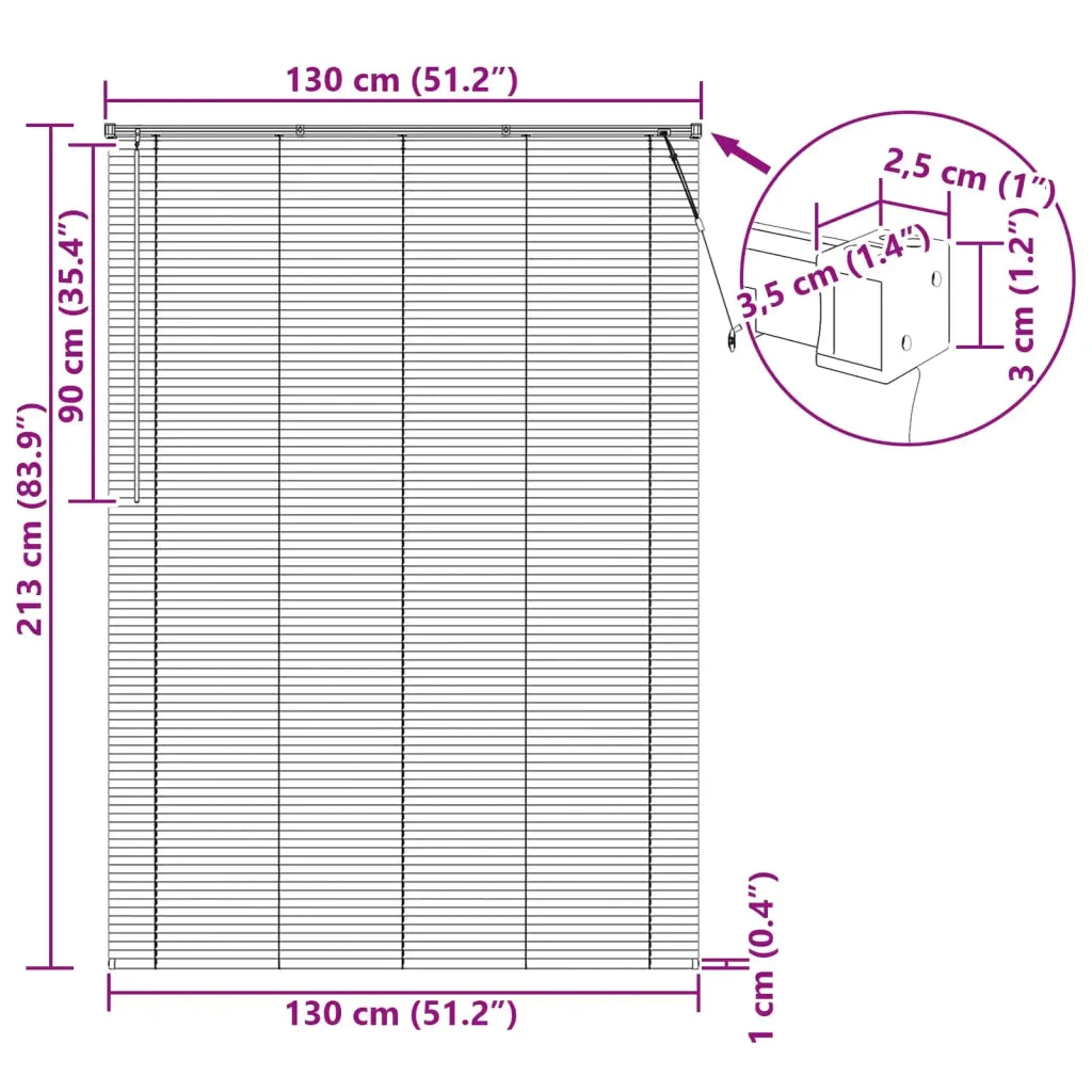 Tenda Veneziana Bianco 213 x 130 cm 25 mm PVC
