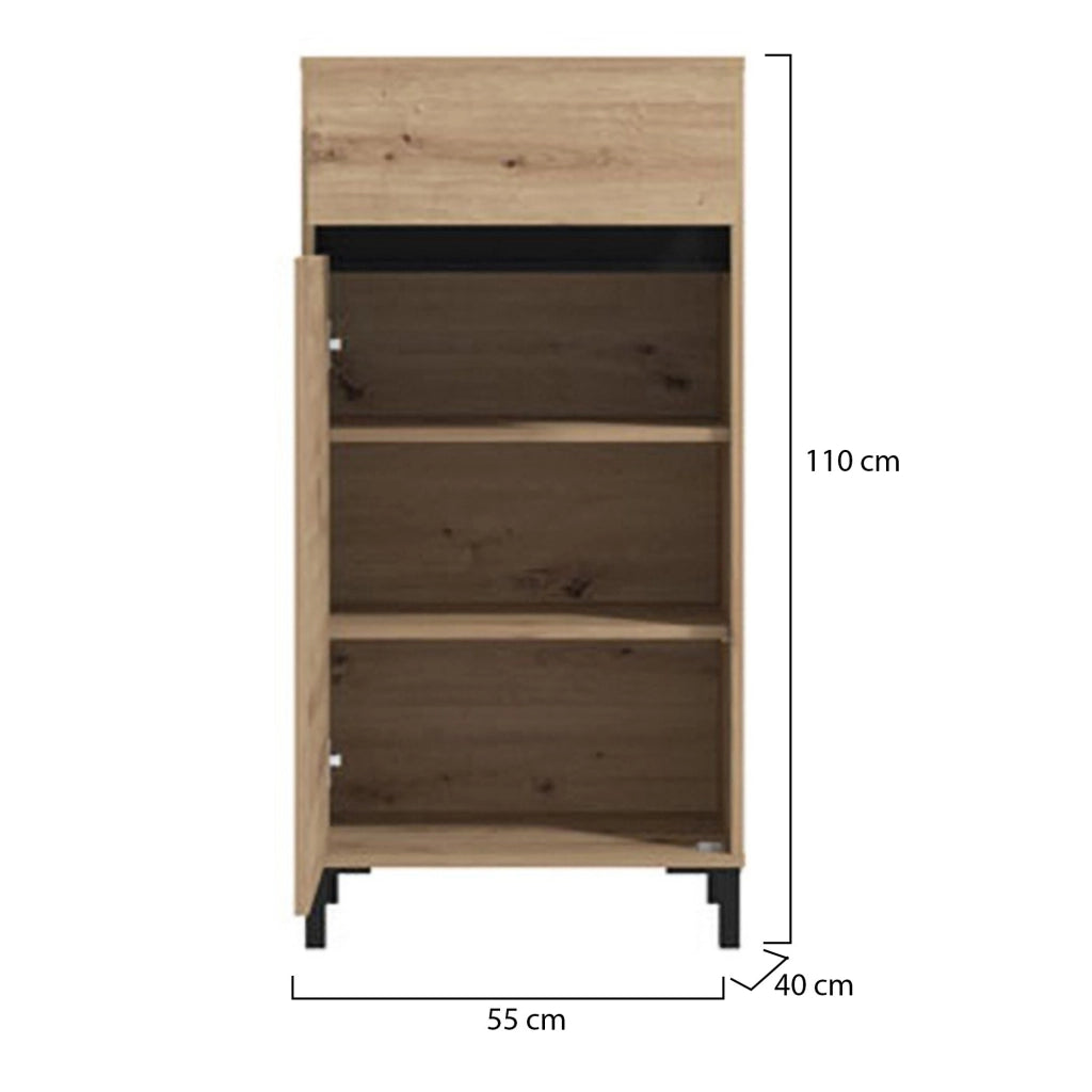 Pollenza, Mobile da Ingresso un Cassetto, 54.5x40x109.5h cm Marrone Rovere Nodi
