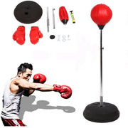 Trade Shop - Punching Ball Boxe Palla Base Alto 1,2mt Con Guanti Guantoni Adulti Adolescenti -