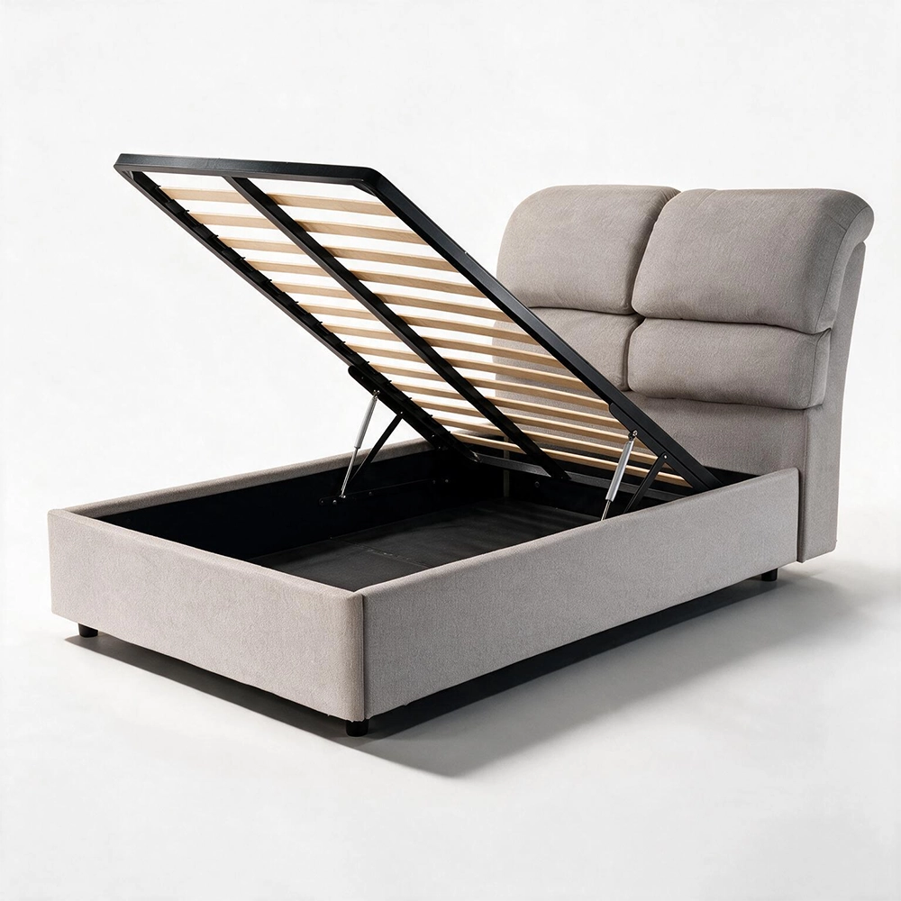 Letto una piazza e mezza contenitore Sofaback in tessuto Aragon tortora 138x222x120H